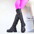DAMENSCHUHE KNIEHOHE STIEFEL SCHWARZ | EXTRAVAGANZ KUNSTLEDER